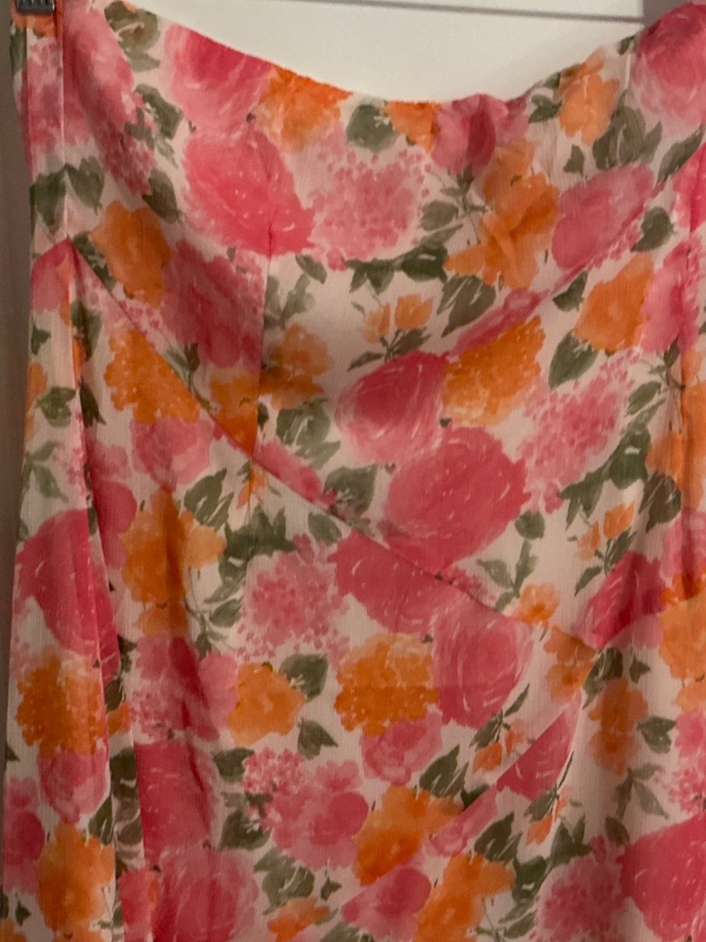 12th Tribe Strapless Floral Maxi Dress in Pink and Orange - Picture 9 of 10